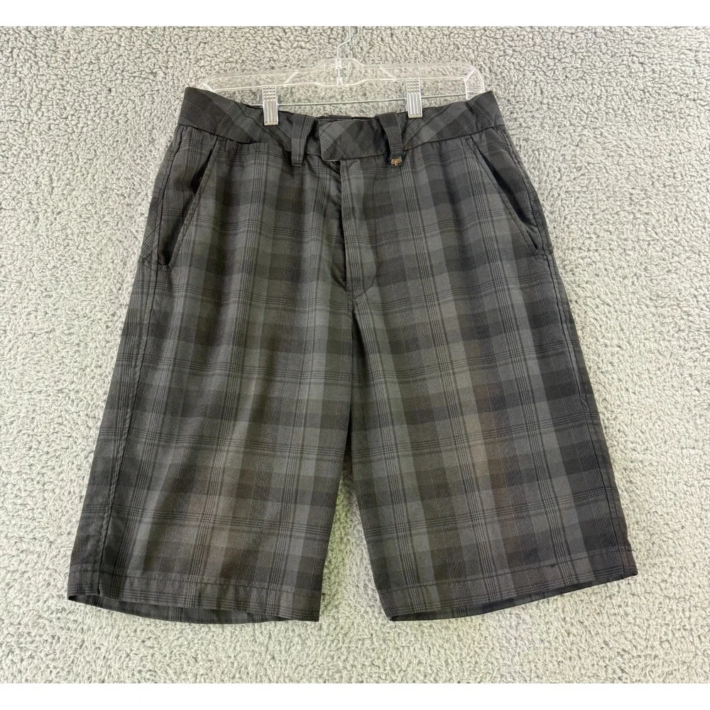 Fox Shorts Mens Size 32 Gray Plaid Flat Front Casual Outdoor Summer 11.5
